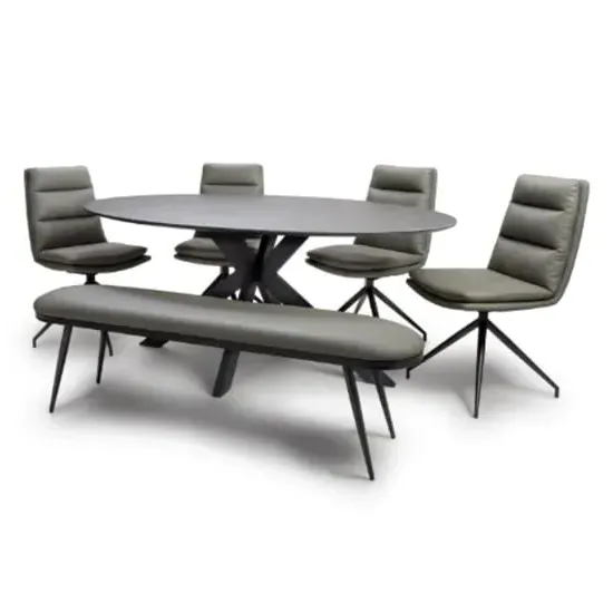 Lacole Dining Table with 4 Nobo Chairs and Bench - Sintered Stone image