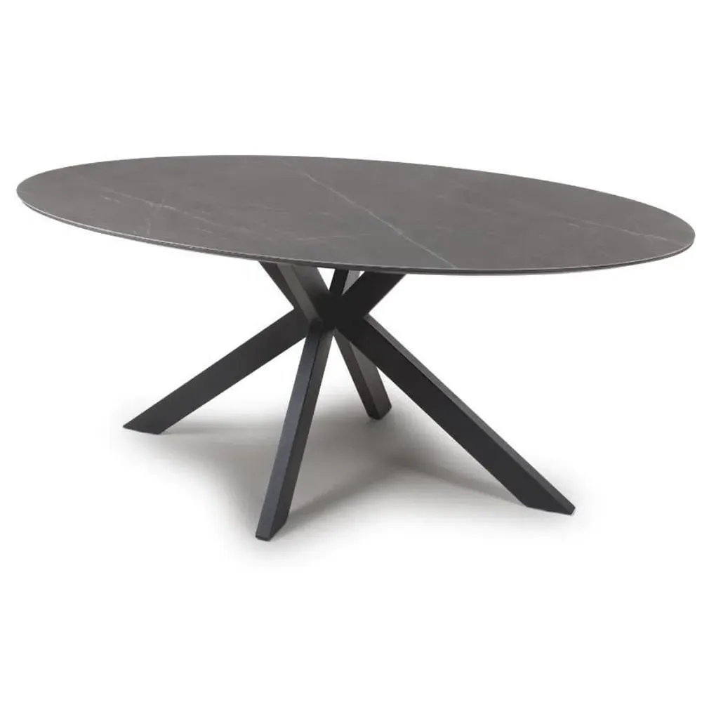 Lacole Oval Dining Table - Grey, Sintered Stone