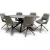 Lacole Oval Dining Table with 6 Aara Chairs - Grey, Sintered Stone