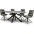 Lacole Oval Dining Table with 6 Nobo Chairs - Grey, Sintered Stone
