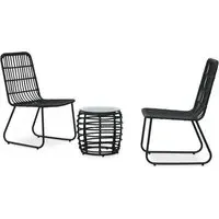 Laconia 3 Piece Bistro Set - Black, Glass