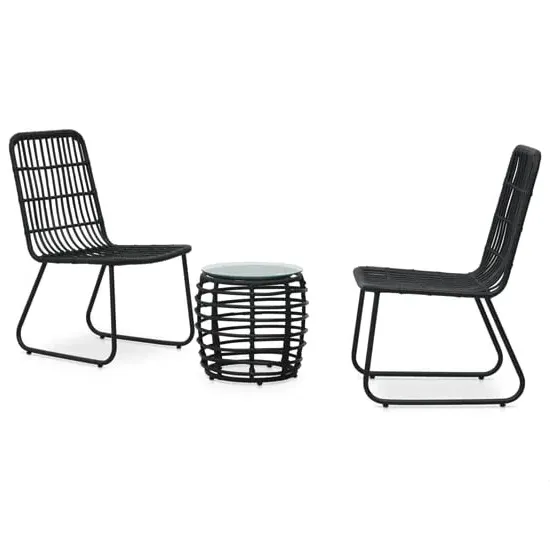 Laconia 3 Piece Bistro Set - Black, Glass image