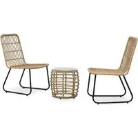 Laconia 3 Piece Bistro Set - Oak, Glass