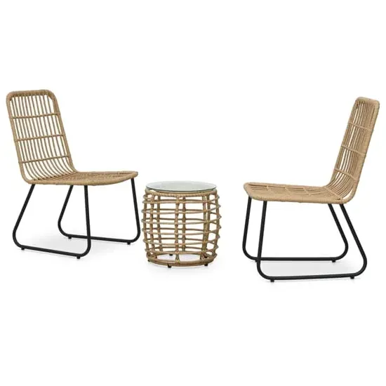 Laconia 3 Piece Bistro Set - Oak, Glass