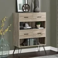 Laconia Bookcase with 4 Drawers - Grey, Oak
