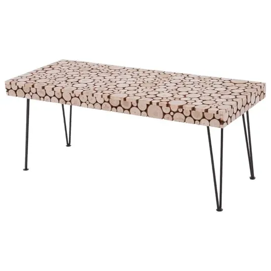 Laconia Coffee Table with Hairpin Legs - Natural, Wood image