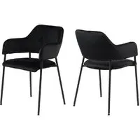 Laconia Dining Chairs with Metal Frame in Pair - Black, Velvet