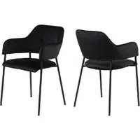 Laconia Dining Chairs with Metal Frame, Set of 2 - Black, Velvet alternate view