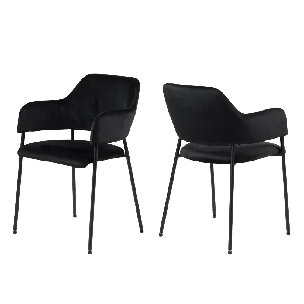 Laconia Dining Chairs with Metal Frame, Set of 2 - Black, Velvet product