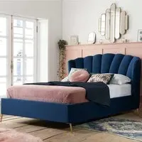 Laconia Double Ottoman Bed with Storage - Midnight Blue, Fabric