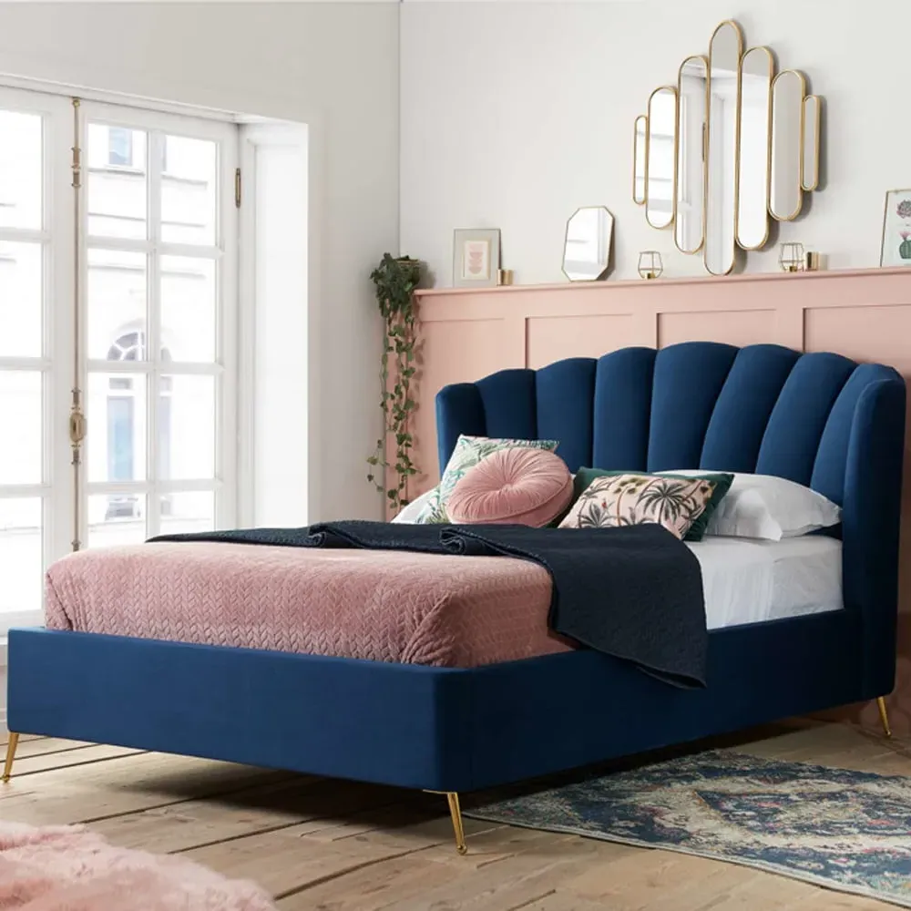 Laconia Double Ottoman Bed with Storage - Midnight Blue, Fabric image