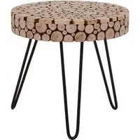 Laconia Round Side Table with Hairpin Legs - Natural, Fir Wood