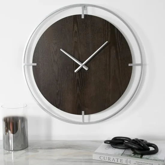 Laconia Round Wall Clock - Silver, Wood image