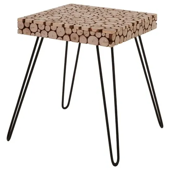 Laconia Square Side Table with Hairpin Legs - Natural, Fir Wood