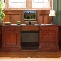 Laconia Wooden Laptop Desk with 1 Door 6 Drawers - Mahogany