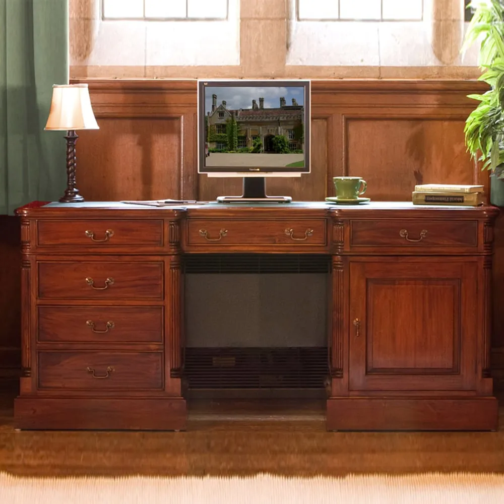 Laconia Wooden Laptop Desk with 1 Door 6 Drawers - Mahogany