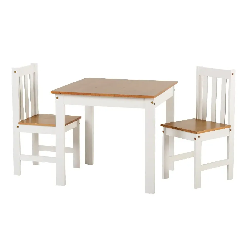 Ladkro Dining Table with 2 Chairs - White, Oak