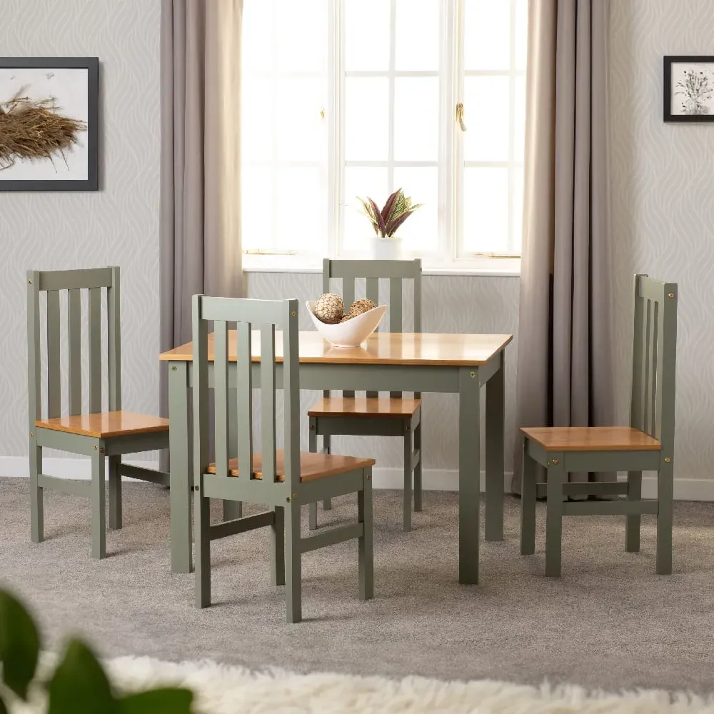 Ladkro Dining Table with 4 Chairs - Green, Oak