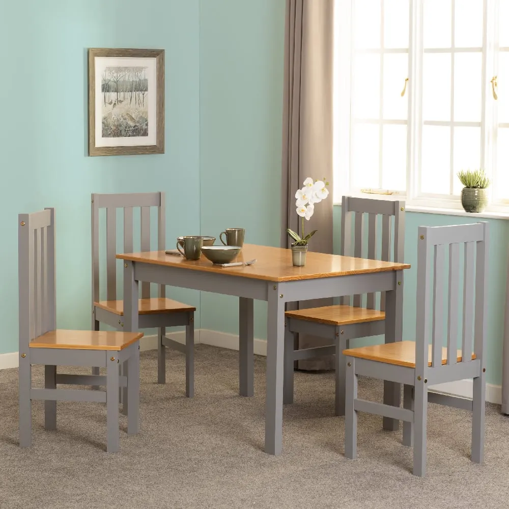 Ladkro Dining Table with 4 Chairs - Grey, Oak