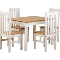 Ladkro Dining Table with 4 Chairs - White, Oak