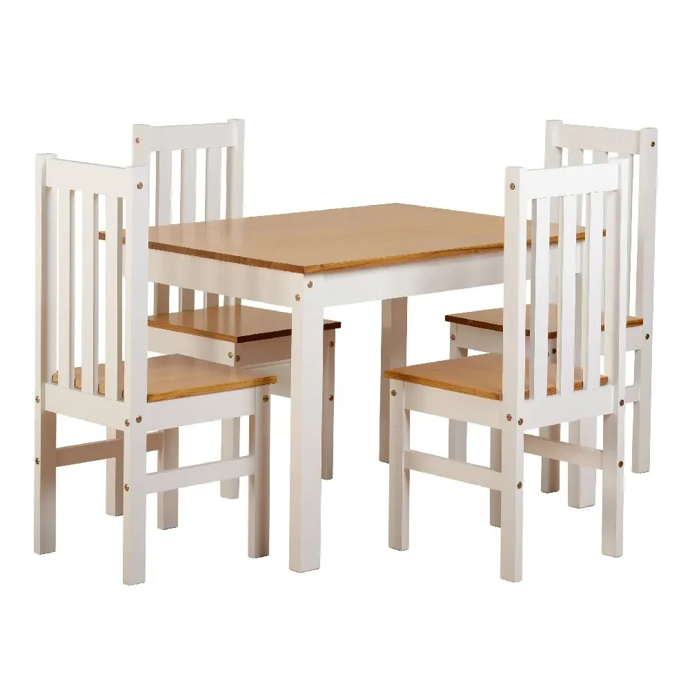 Ladkro Dining Table with 4 Chairs - White, Oak