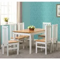 Ladkro Dining Table with 6 Chairs - White, Oak