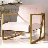 Ladson Bedroom Chair with Gold Frame - Pink, Velvet