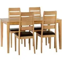 Ladson Dining Table with 4 Chairs - Oak, Brown