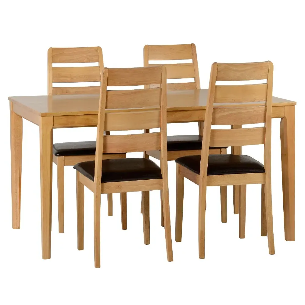 Ladson Dining Table with 4 Chairs - Oak, Brown