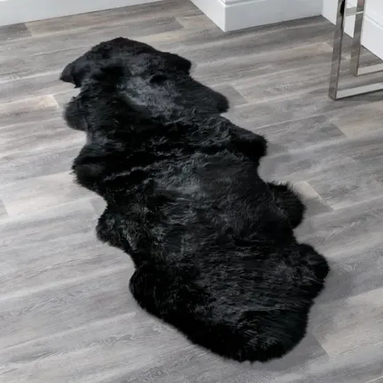 Ladson Double Sheepskin Rug - Black