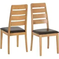Ladson Oak Dining Chairs with Faux Leather Seat - Oak