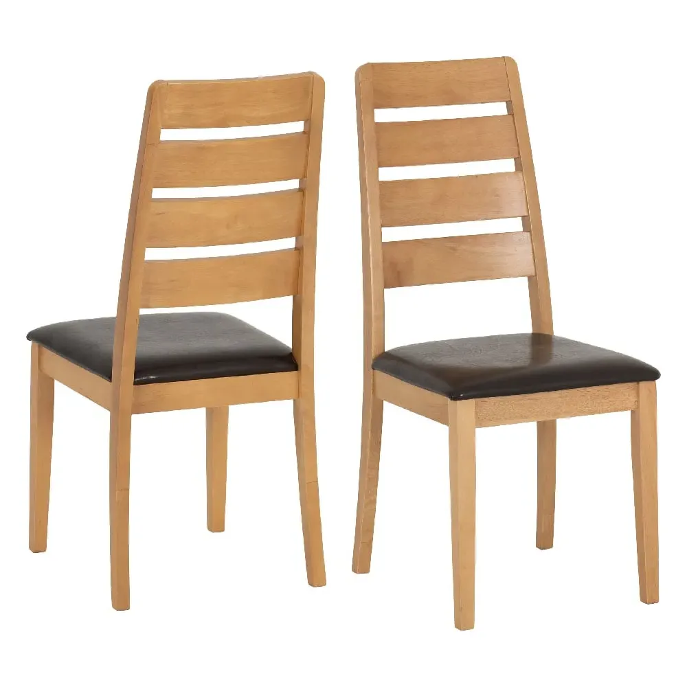 Ladson Oak Dining Chairs with Faux Leather Seat - Oak