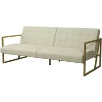 Ladson Velvet Sofa Bed with Gold Frame - Ivory