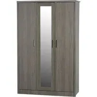 Laggan 3-Door Mirrored Wardrobe - Black Wood Grain