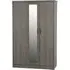 Laggan 3-Door Mirrored Wardrobe - Black Wood Grain