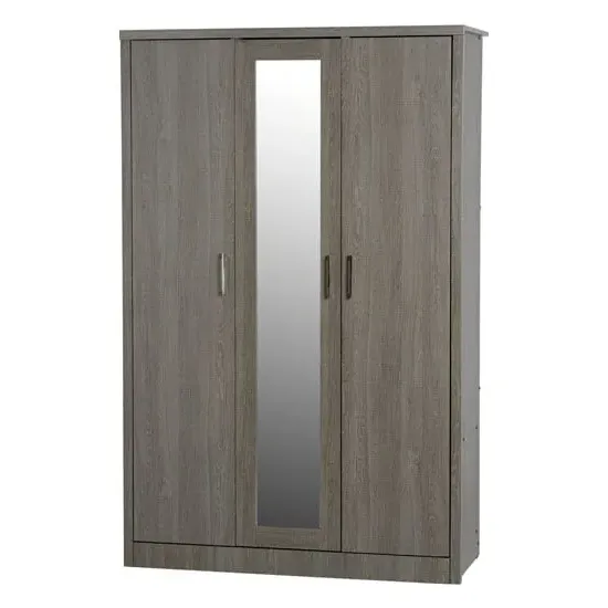 Laggan 3-Door Mirrored Wardrobe - Black Wood Grain