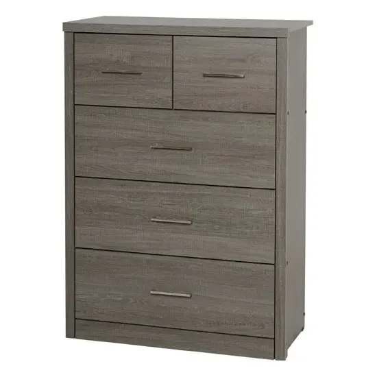 Laggan 5-Drawer Chest - Black Wood Grain