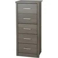 Laggan Narrow 5-Drawer Chest - Black Wood Grain