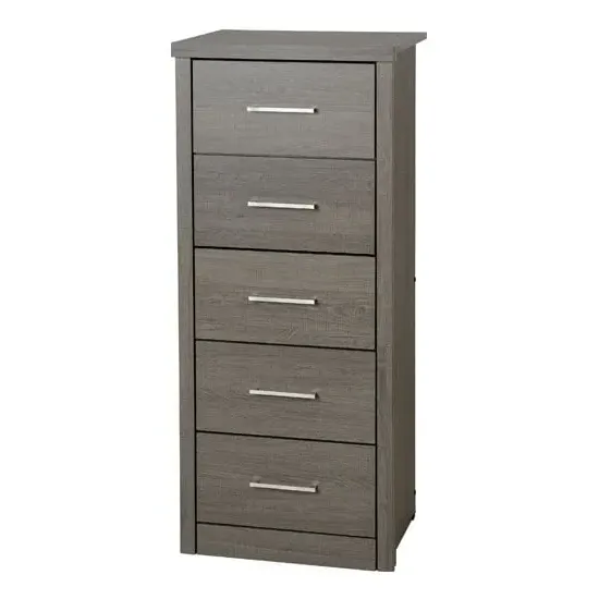 Laggan Narrow 5-Drawer Chest - Black Wood Grain