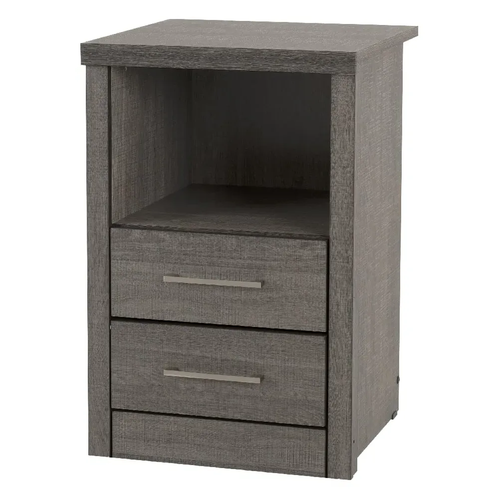 Laggan Wooden Bedside Cabinet with 2 Drawers - Black image