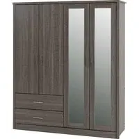 Laggan Wooden Wardrobe with 4 Doors - Black