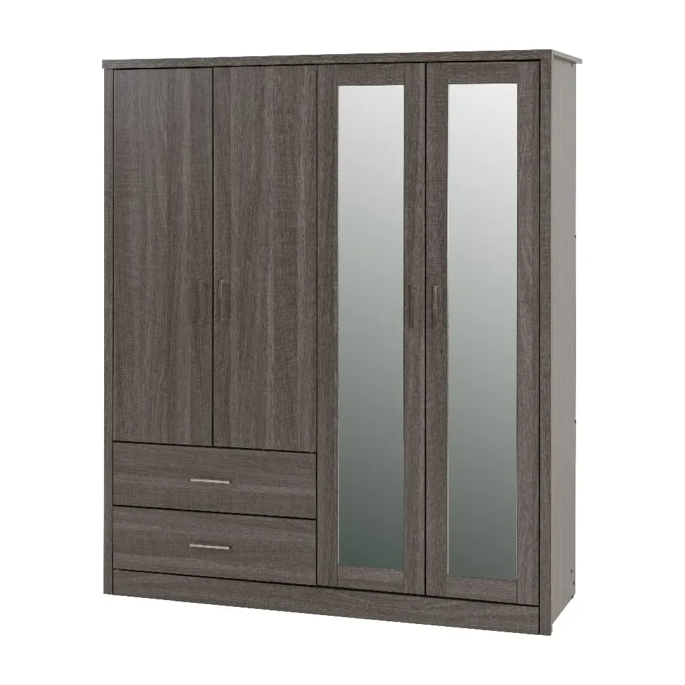 Laggan Wooden Wardrobe with 4 Doors - Black