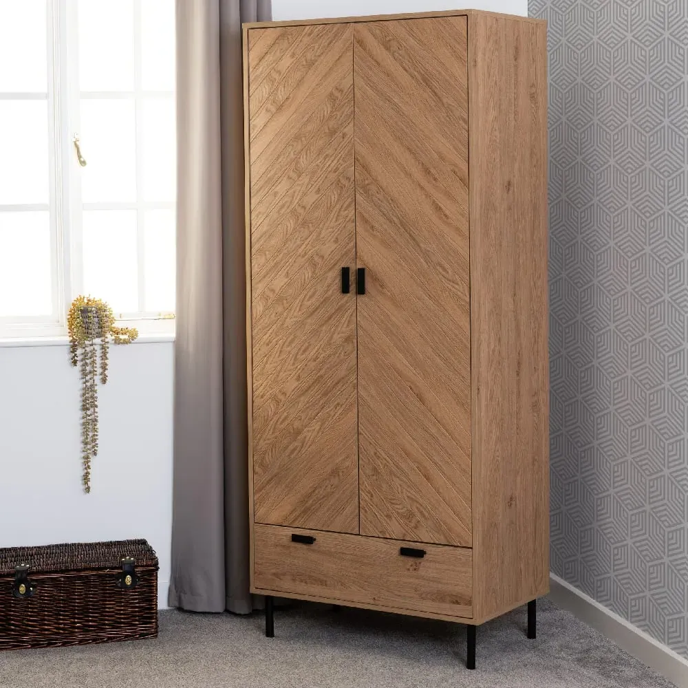Lagos 2 Door Wardrobe with Drawer - Oak image