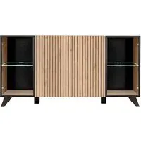 Lagos 4-Door Sideboard with LED - Hickory Oak