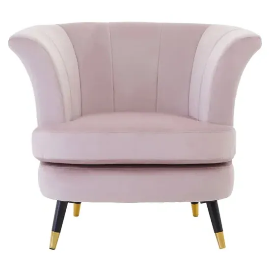 Lagos Scalloped Armchair - Dusky Pink, Velvet