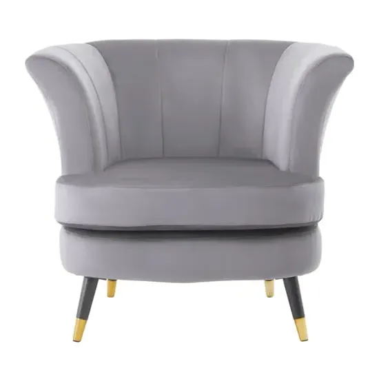 Lagos Scalloped Armchair - Grey, Velvet