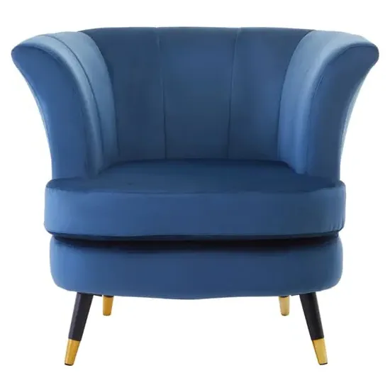 Lagos Scalloped Armchair - Midnight Blue, Velvet
