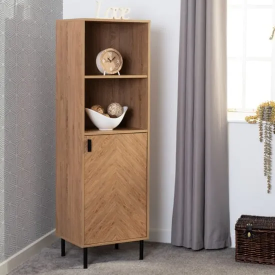 Lagos Storage Cabinet with 1 Door 2 Shelves - Medium Oak