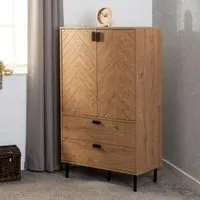 Lagos Storage Cabinet with 2 Doors 2 Drawers - Medium Oak