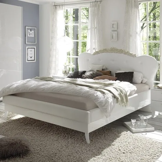Lagos Super King Bed Frame - White, Faux Leather